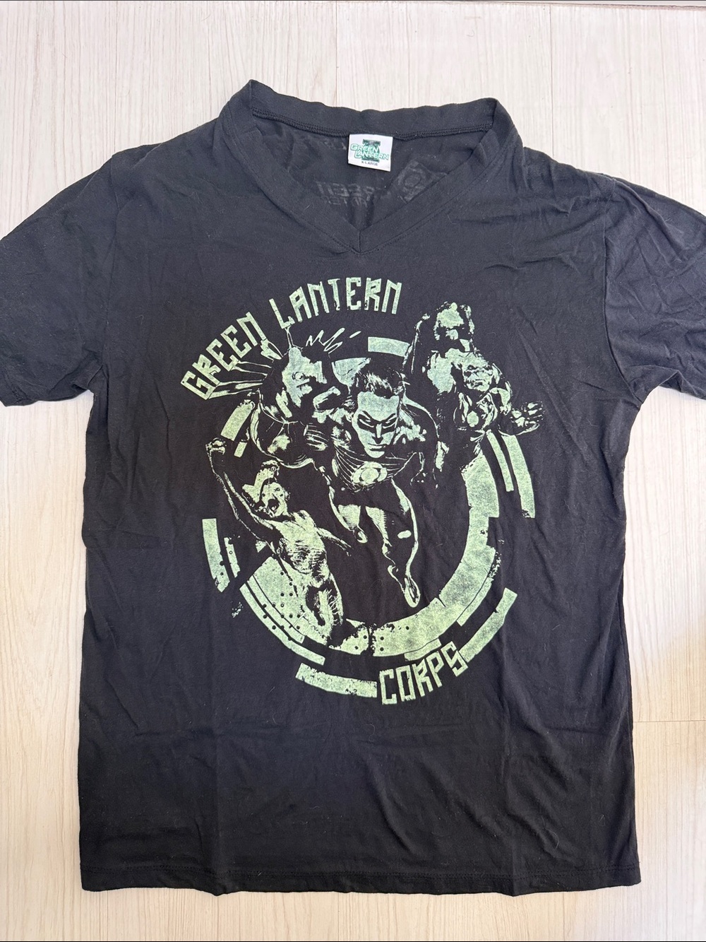 See-Through Green Lantern Corps Graphic V-Neck RARE Tee